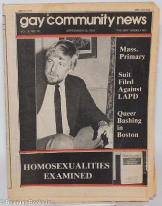 Cat.No: 287297 GCN: Gay Community News; the gay weekly; vol. 6, #10, Sept. 30, 1978:...