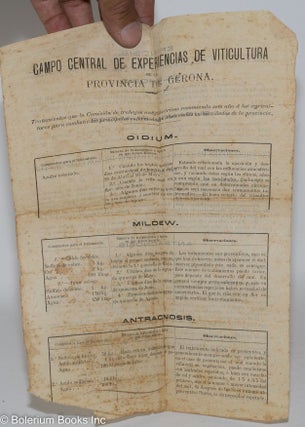 Comision Tecnica Oficial de Trabajos Antifiloxericos de la Provincia de Gerona. Reconocimiento de las Principales Enfermedades Foitoparasitarias observadas en los vinedos, y medios practices para combatirlas.