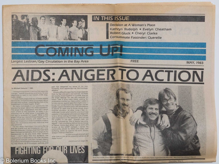 Cat.No: 287457 Coming Up! May 1983; AIDS: Anger to Action. Kim Corsaro, Kathryn Rudolph Michael Helquist, Cheryl Clarke, Robert Gluck, Evelyn Cheatham.