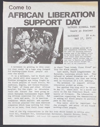 Cat.No: 287545 Come to African Liberation Support Day. Raymond Kimbell Park, Geary at...