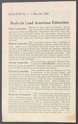 Cat.No: 287553 Bulletin no. 1 - May 28, 1936. Radicals lead American education