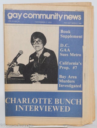 Cat.No: 287563 GCN: Gay Community News; the gay weekly; vol. 6, #16, Nov. 11, 1978:...