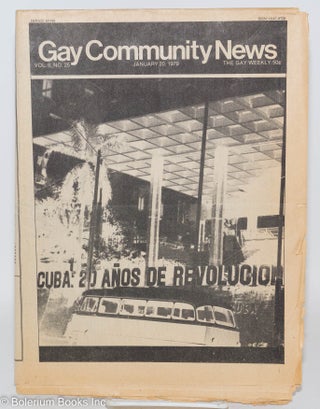 Cat.No: 287571 GCN: Gay Community News; the gay weekly; vol. 6, #25, Jan. 20, 1979: Cuba:...