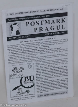 Cat.No: 287700 Postmark Prague, No. 344 (vol. 11, no. 1), September 2001