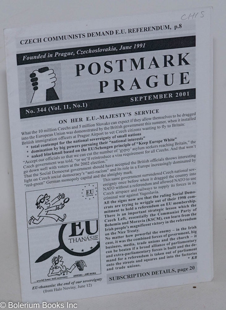 Cat.No: 287700 Postmark Prague, No. 344 (vol. 11, no. 1), September 2001