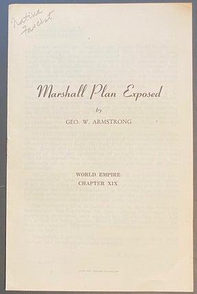 Cat.No: 287791 Marshall Plan exposed. George W. Armstrong