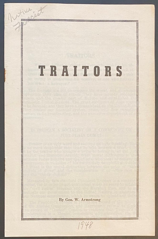 Cat.No: 287828 Traitors. George W. Armstrong.