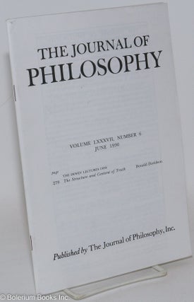 Cat.No: 287841 The journal of philosophy, volume LXXXVII, number 6 (June 1990). Donald...
