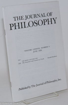 Cat.No: 287841 The journal of philosophy, volume LXXXVII, number 6 (June 1990). Donald...