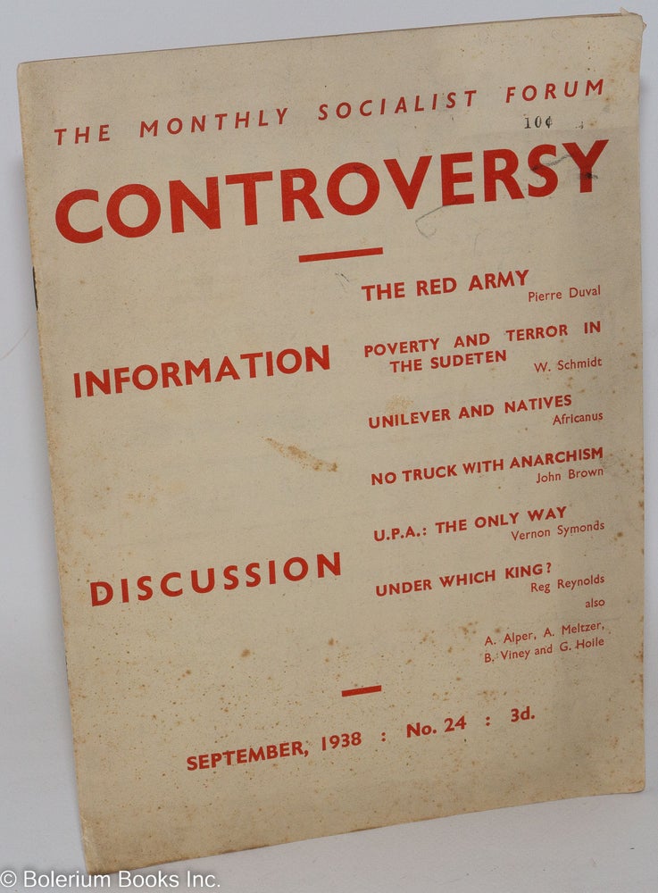 Cat.No: 287913 Controversy, The Monthly Socialist Forum, Vol. 2, No. 24, September [1938]