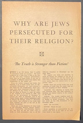 Cat.No: 288026 Why are Jews persecuted for their religion? The truth is stranger than...