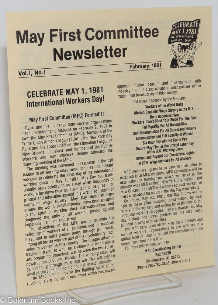 Cat.No: 288078 May First Committee Newsletter, vol. 1, no. 1 (February 1981)