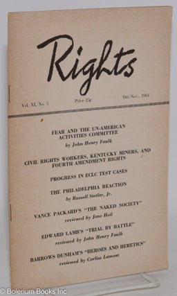 Cat.No: 288200 Rights, Vol. 11, No. 5, Oct-Nov, 1964. Emergency Civil Liberties Committee