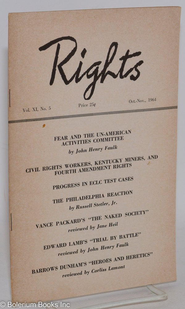 Cat.No: 288200 Rights, Vol. 11, No. 5, Oct-Nov, 1964. Emergency Civil Liberties Committee.