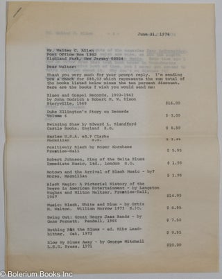 Allen's poop sheet, volume 1, no. XIII (1973-1974 issue) [+ letter addressed to Walter Allen from Ralph J. Gleason]