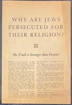 Cat.No: 288300 Why are Jews persecuted for their religion? The truth is stranger than...