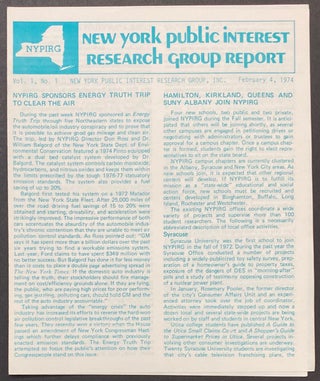 Cat.No: 288496 New York Public Interest Group Report. Vol. 1 no. 1 (February 4, 1974