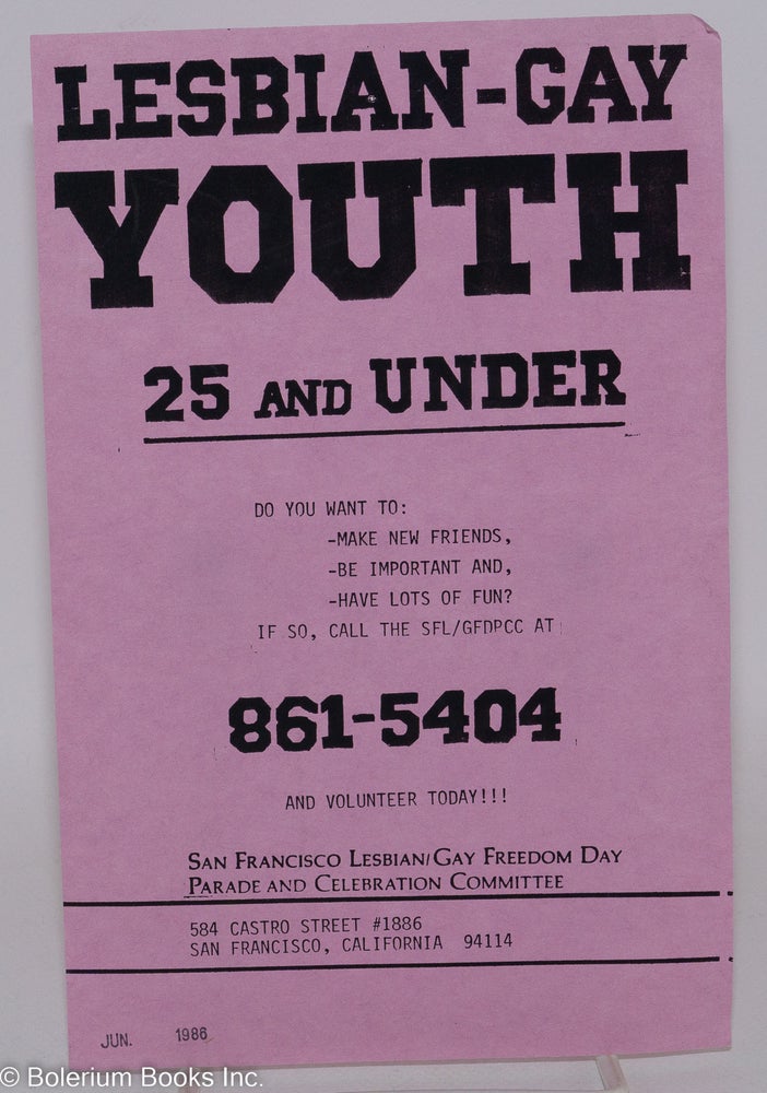 Cat.No: 288902 Lesbian-Gay Youth 25 & Under [leaflet