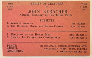 Cat.No: 288983 Series of lectures by John Keracher, National Secretary of Proletarian...