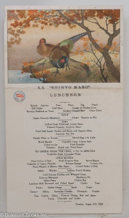 Cat.No: 289101 S.S. "Shinyo Maru" Luncheon Menu