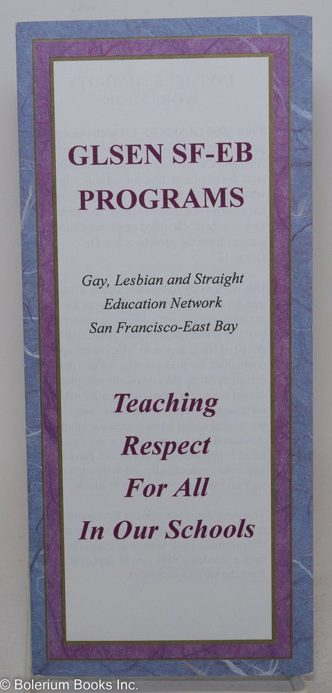 Cat.No: 289158 GLSEN: Teaching respect for all in our schools [brochure]
