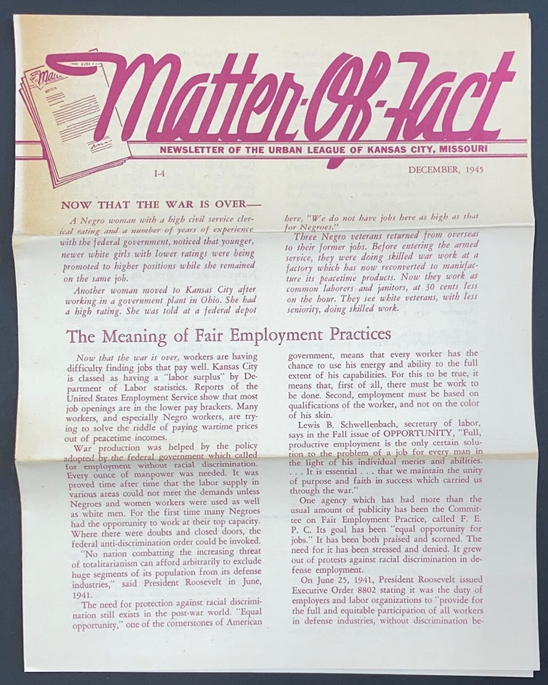 Cat.No: 289589 Matter-of-fact. Vol. 1 no. 4 (December 1945)