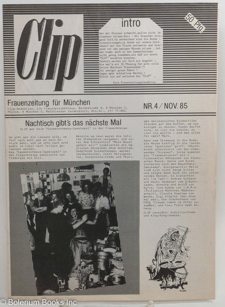 Cat.No: 289864 Clip: Frauenzeitung für München; #4, Nov. 1985: Nachtisch gibt's das