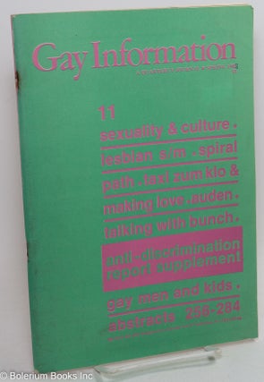 Cat.No: 289867 Gay Information: a quarterly journal; #11, Spring 1983: Sexuality &...