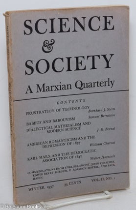 Cat.No: 290068 Science & Society; a marxian quarterly, volume 2, no. 1 (Winter [1938])....