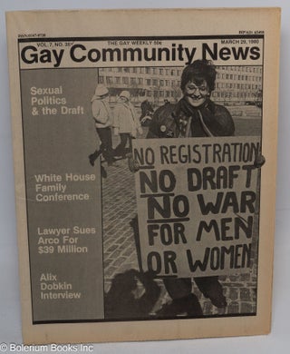 Cat.No: 290082 GCN: Gay Community News; the gay weekly; vol. 7, #35, March 29, 1980;...