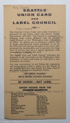 Cat.No: 290190 [King County] Union Card and Label Council. Zee Usbeck, Ida B. Dillon