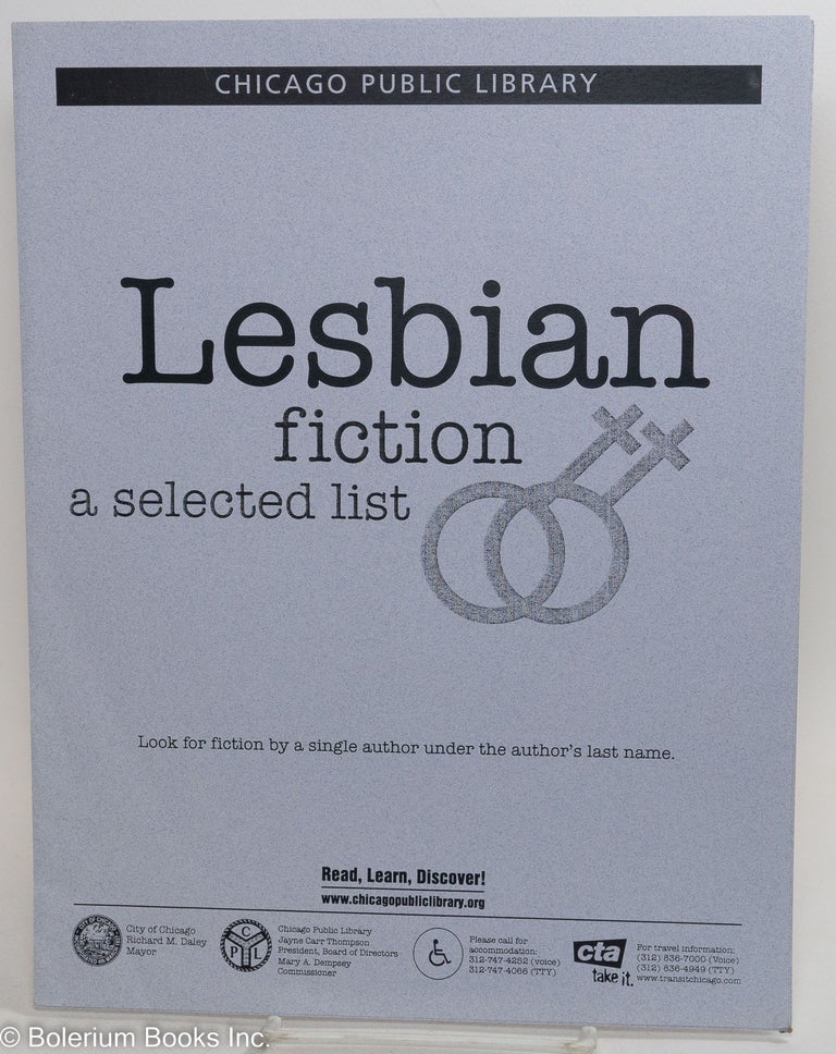 Cat.No: 290208 Chicago Public Library Lesbian Fiction: a selected list
