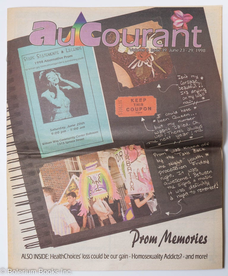 Cat.No: 290595 Au Courant Magazine: vol. 2, #39, June 23-29, 1998: Prom Memories. Colleen O'Connell, Billy Masters Dawn Aumann.