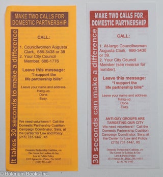 Cat.No: 290875 Make Two Calls for Domestic Partnership [leaflets