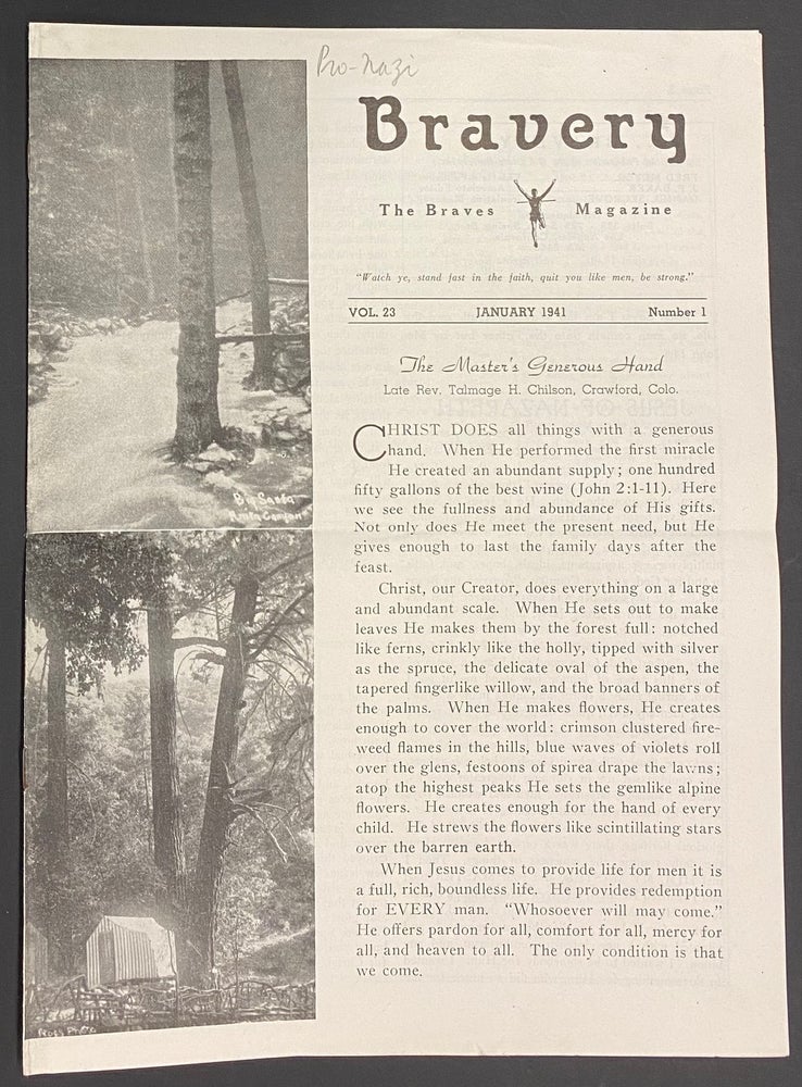 Cat.No: 291053 Bravery: the Braves magazine. Vol. 23 no. 1 (January 1941