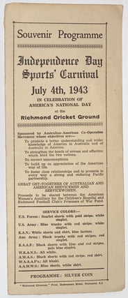 Cat.No: 291536 Souvenir Programme. Independence Day Sports Carnival July 4th, 1943, In...