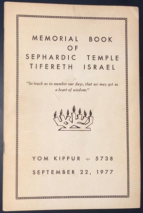Cat.No: 291544 Memorial Book of Sephardic Temple Tifereth Israel. Yom Kippur 5738 /...