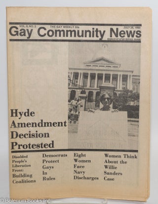Cat.No: 291655 GCN: Gay Community News; the weekly for lesbians and gay males; vol. 8,...