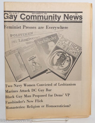 Cat.No: 291670 GCN: Gay Community News; the weekly for lesbians and gay males; vol. 8,...