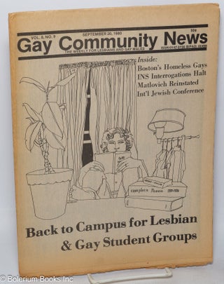 Cat.No: 291678 GCN: Gay Community News; the weekly for lesbians and gay males; vol. 8,...