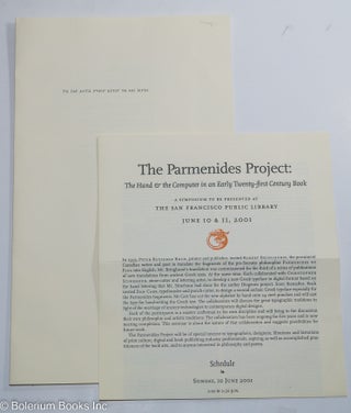 Cat.No: 291934 The Parmenides Project: The Hand & the Computer in an Early Twenty-first...