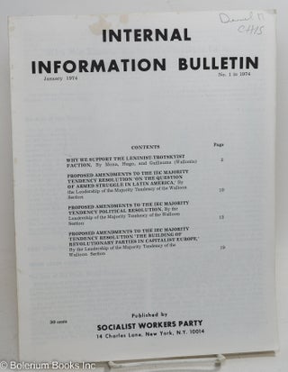 Cat.No: 291952 Internal Information Bulletin, January 1974, No. 2