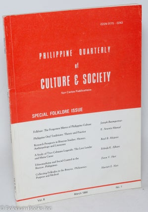 Cat.No: 292162 Philippine Quarterly of Culture & Society: Volume 8, Number 1, March 1980;...