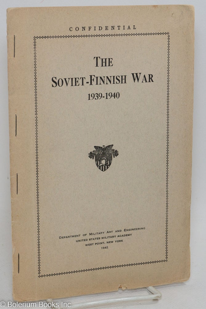Cat.No: 292203 The Soveit-Finnish War, 1939-1940. Confidential
