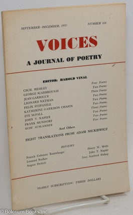 Cat.No: 292212 Voices: a quarterly of poetry; #164, September - December, 1957. Harold...