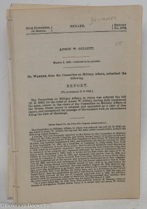 Cat.No: 292308 [Five reports by the 55-58th Congresses’ Committee on Pensions regarding...