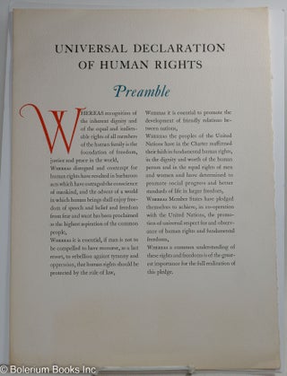 Cat.No: 292322 Universal Declaration of Human Rights - Preamble