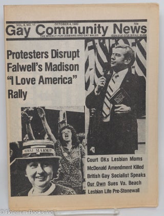 Cat.No: 292355 GCN: Gay Community News; the weekly for lesbians and gay males; vol. 8,...
