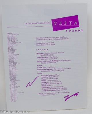 Cat.No: 292678 The Fifth Annual Woman's Building Vesta Awards: Sunday October 19, 1986
