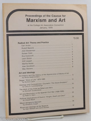 Cat.No: 292693 Proceedings of the Caucus for Marxism and Art at the College Art...